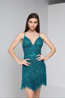 ALORA MINI BEADED DRESS IN EMERALD