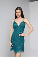ALORA MINI BEADED DRESS IN EMERALD