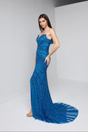 ZARELLE BEADED GOWN IN BLUE