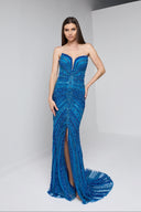 ZARELLE BEADED GOWN IN BLUE