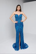 ZARELLE BEADED GOWN IN BLUE
