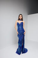 VELINA BEADED GOWN IN BLUE