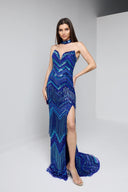 VELINA BEADED GOWN IN BLUE