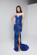 VELINA BEADED GOWN IN BLUE