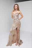 VELINA BEADED GOWN IN CHAMPAGNE