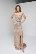 VELINA BEADED GOWN IN CHAMPAGNE