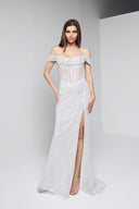 ALINA BEADED GOWN IN SILVER