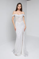 ALINA BEADED GOWN IN SILVER