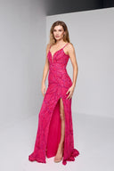 FLORIANA BEADED GOWN IN HOT PINK