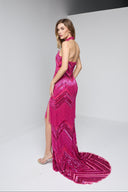 VELINA BEADED GOWN IN HOT PINK