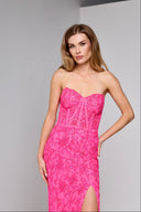 ELARA BUSTIER GOWN IN HOT PINK