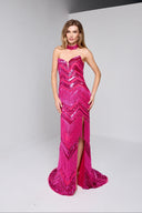 VELINA BEADED GOWN IN HOT PINK