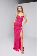 FLORIANA BEADED GOWN IN HOT PINK