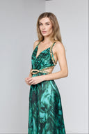 ANGELIE LONG DRESS IN EMERALD WITH GOLD