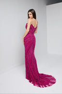 ZARELLE BEADED GOWN IN HOT PINK