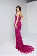 ZARELLE BEADED GOWN IN HOT PINK