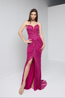 ZARELLE BEADED GOWN IN HOT PINK