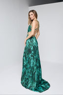 ANGELIE LONG DRESS IN EMERALD WITH GOLD