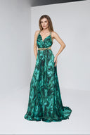 ANGELIE LONG DRESS IN EMERALD WITH GOLD