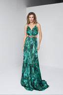 ANGELIE LONG DRESS IN EMERALD WITH GOLD