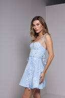 SOLEIL MINI LINEN DRESS IN BABY BLUE