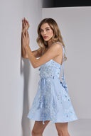 SOLEIL MINI LINEN DRESS IN BABY BLUE