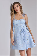 SOLEIL MINI LINEN DRESS IN BABY BLUE