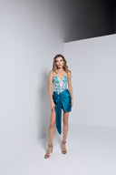 GIOVANNA BUSTIER MINI DRESS IN TEAL