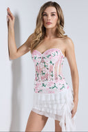 ELLA BUSTIER SET IN WHITE WITH BABY PINK