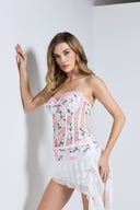 ELLA BUSTIER SET IN WHITE WITH BABY PINK