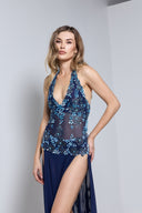 OLANA LONG DRESS IN NAVY