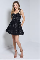 SOLEIL MINI LINEN DRESS IN BLACK