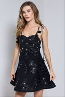 SOLEIL MINI LINEN DRESS IN BLACK