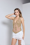 CALISTA TOP - NUDE WITH GOLD
