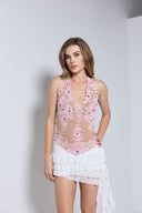 CALLISTA TOP - NUDE WITH PINK