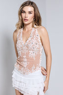 CALLISTA TOP - NUDE WITH WHITE