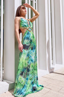 ANGELIE LONG DRESS IN EMERALD WITH GOLD