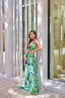 ANGELIE LONG DRESS IN EMERALD WITH GOLD