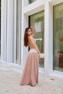 CALISTA TOP IN DARK NUDE WITH WHITE