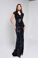 MARTHA BEADED GOWN IN BALCK