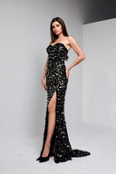 ALANE BUSTIER GOWN IN BLACK AND GOLD