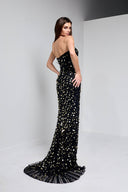 ALANE BUSTIER GOWN IN BLACK AND GOLD