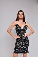 LEILA BEADED DRESS IN BLACK