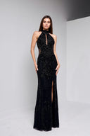 BELLA BLACK BEADED GOWN