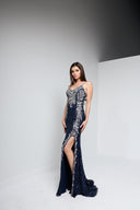 LEILA BEADED GOWN IN NAVY