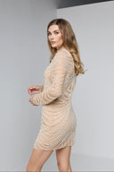 LUMINA BEADED MINI DRESS IN BEIGE