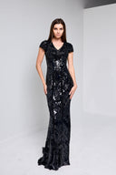 MARTHA BEADED GOWN IN BALCK